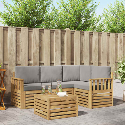 Udendørs sofagruppe 5 pcs Hvid og lysegrå 59 x 59 x 37 cm