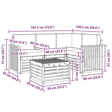 Udendørs sofagruppe 5 pcs Hvid og antracit 59 x 59 x 37 cm