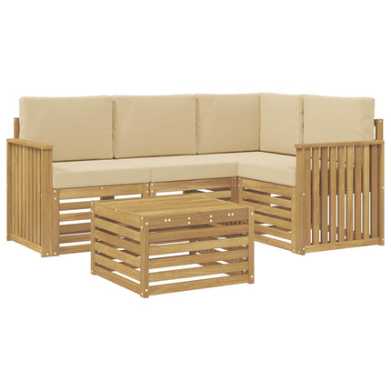 Udendørs sofagruppe 5 pcs Hvid og Beige 59 x 59 x 37 cm