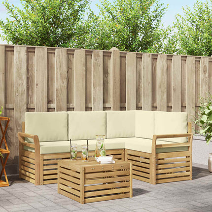 Udendørs sofagruppe 5 pcs Hvid og cremefarvet 59 x 59 x 37 cm