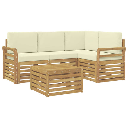 Udendørs sofagruppe 5 pcs Hvid og cremefarvet 59 x 59 x 37 cm