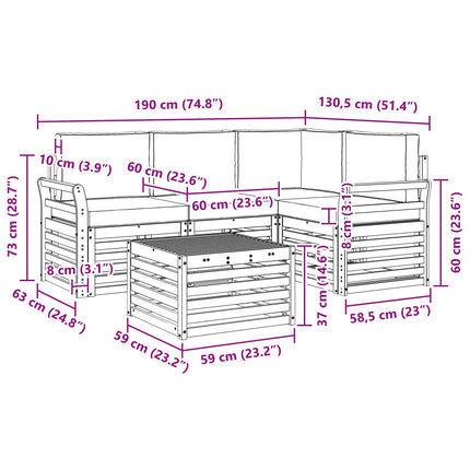 Udendørs sofagruppe 5 pcs Hvid og cremefarvet 59 x 59 x 37 cm