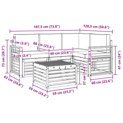 Udendørs sofagruppe 5 pcs Hvid og cremefarvet Polyester
