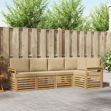 Udendørs sofagruppe 5 pcs Hvid og Beige 247 x 128,5 x 73 cm