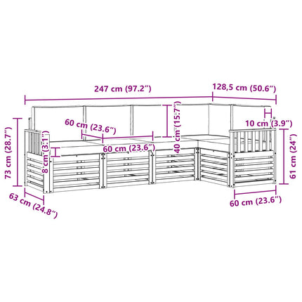 Udendørs sofagruppe 5 pcs Hvid og antracit 247 x 128,5 x 73 cm