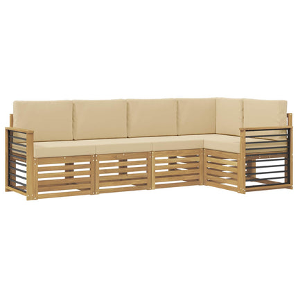 Udendørs sofagruppe 5 stk. Hvid og Beige Polyester