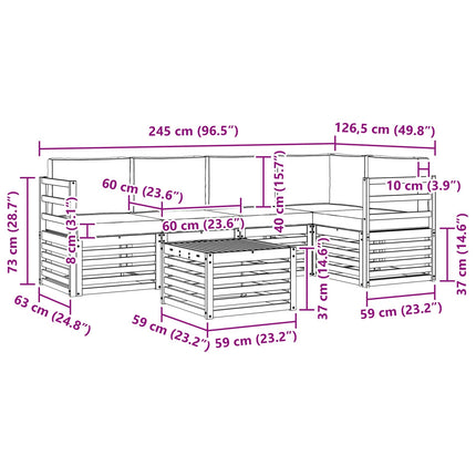 Udendørs sofagruppe 6 pcs Hvid og antracit 59 x 59 x 37 cm