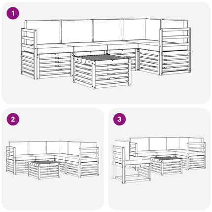 Udendørs sofagruppe 6 pcs Hvid og antracit 59 x 59 x 37 cm