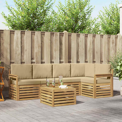 Udendørs sofagruppe 6 pcs Hvid og Beige 59 x 59 x 37 cm