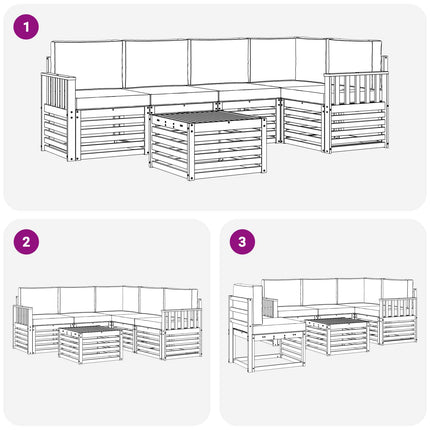 Udendørs sofagruppe 6 pcs Hvid og cremefarvet 59 x 59 x 37 cm