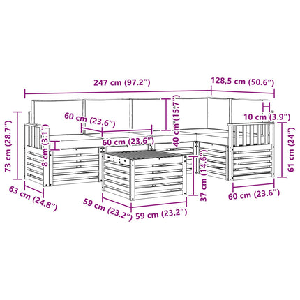 Udendørs sofagruppe 6 pcs Hvid og antracit 59 x 59 x 37 cm