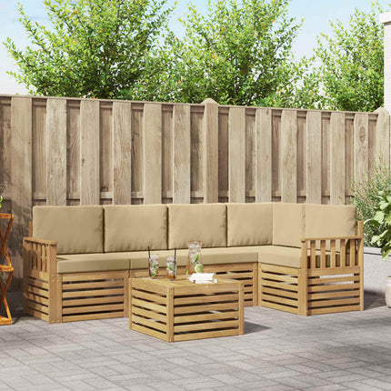Udendørs sofagruppe 6 pcs Hvid og Beige 59 x 59 x 37 cm