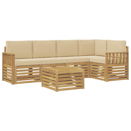 Udendørs sofagruppe 6 pcs Hvid og Beige 59 x 59 x 37 cm