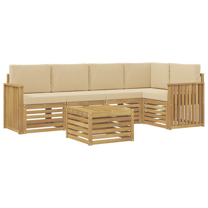 Udendørs sofagruppe 6 stk. Hvid og Beige Polyester