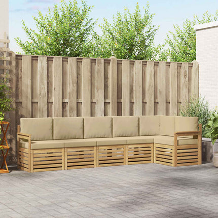 Udendørs sofagruppe 6 pcs Hvid og Beige 306 x 128,5 x 73 cm