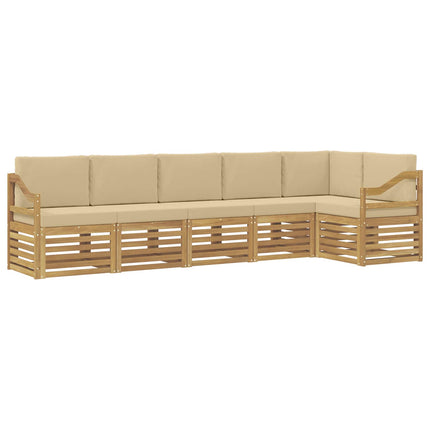 Udendørs sofagruppe 6 stk. Hvid og Beige Polyester