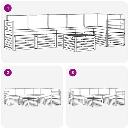 Udendørs sofagruppe 7 pcs Hvid og antracit 59 x 59 x 37 cm