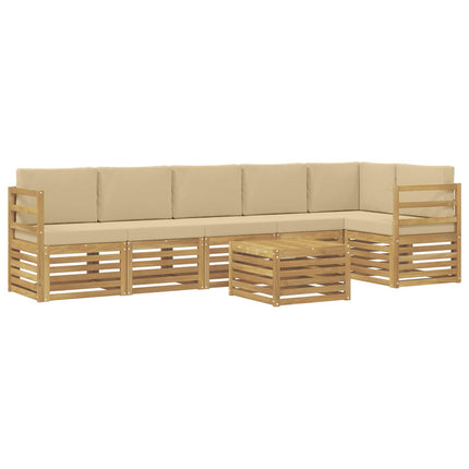 Udendørs sofagruppe 7 stk. Hvid og Beige Polyester
