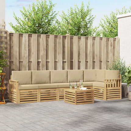 Udendørs sofagruppe 7 pcs Hvid og Beige 59 x 59 x 37 cm