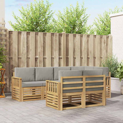 Udendørs sofagruppe 7 pcs Hvid og lysegrå 247 x 128,5 x 73 cm