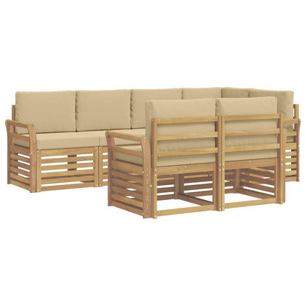 Udendørs sofagruppe 7 stk. Hvid og Beige Polyester