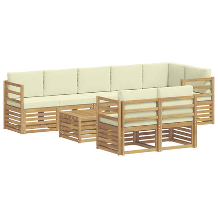 Sofasæt med pude 9 pcs Hvid og cremefarvet Massivt Akacietræ
