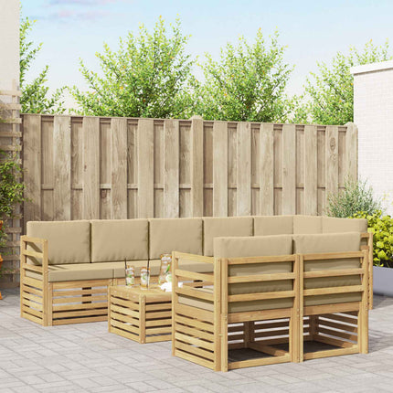 Udendørs sofagruppe 9 pcs Hvid og Beige 59 x 59 x 37 cm