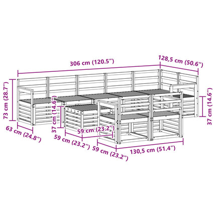 Udendørs sofagruppe 9 pcs Hvid 59 x 59 x 37 cm