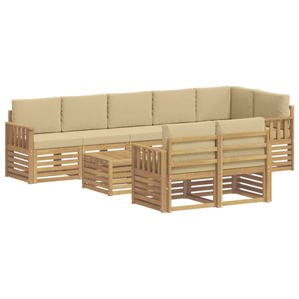 Udendørs sofagruppe 8 pcs Hvid og Beige 59 x 59 x 37 cm