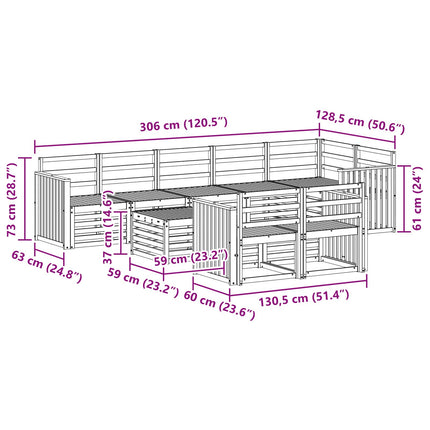 Udendørs sofagruppe 9 pcs Hvid 59 x 59 x 37 cm