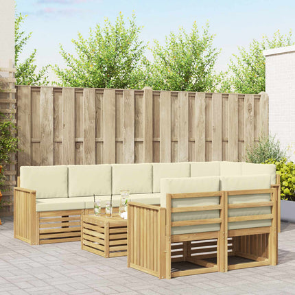Udendørs sofagruppe 9 pcs Hvid og cremefarvet 59 x 59 x 37 cm