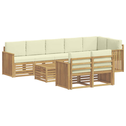 Udendørs sofagruppe 9 pcs Hvid og cremefarvet 59 x 59 x 37 cm