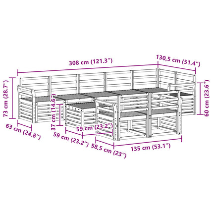 Udendørs sofagruppe 9 pcs Hvid 59 x 59 x 37 cm