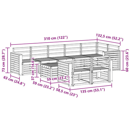 Udendørs sofagruppe 9 pcs Hvid 59 x 59 x 37 cm