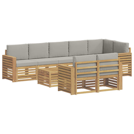 Udendørs sofagruppe 9 pcs Hvid og lysegrå 59 x 59 x 37 cm