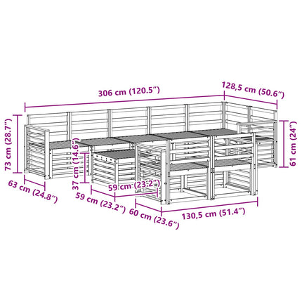 Udendørs sofagruppe 9 pcs Hvid 59 x 59 x 37 cm