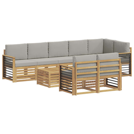 Udendørs sofagruppe 9 pcs Hvid og lysegrå 59 x 59 x 37 cm