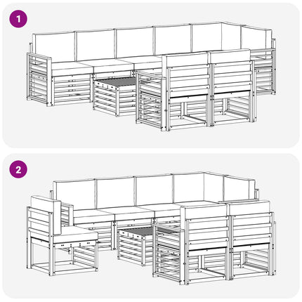 Udendørs sofagruppe 9 pcs Hvid og lysegrå 59 x 59 x 37 cm