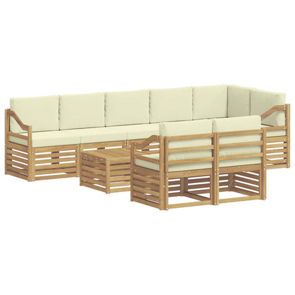 Sofasæt med pude 9 pcs Hvid og cremefarvet Massivt Akacietræ