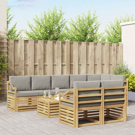 Udendørs sofagruppe 9 pcs Hvid og lysegrå 59 x 59 x 37 cm