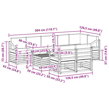 Udendørs sofagruppe 8 pcs Hvid og antracit 59 x 59 x 37 cm
