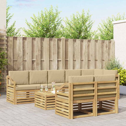 Udendørs sofagruppe 9 pcs Hvid og Beige 59 x 59 x 37 cm