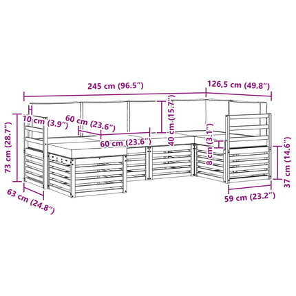 Udendørs sofagruppe 6 pcs Hvid og antracit Polyester