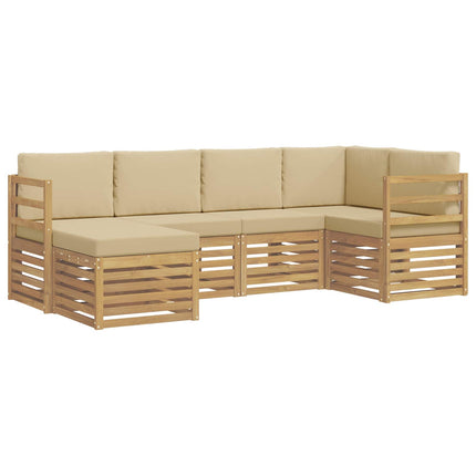 Udendørs sofagruppe 6 pcs Hvid og Beige Polyester