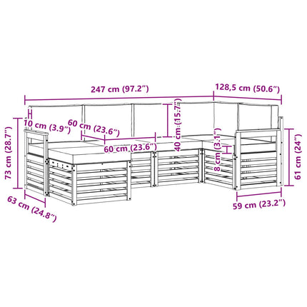 Udendørs sofagruppe 6 pcs Hvid og cremefarvet Polyester