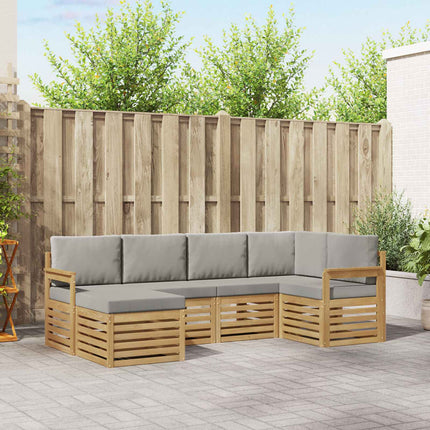 Udendørs sofagruppe 6 pcs Hvid og lysegrå 247 x 128,5 x 73 cm