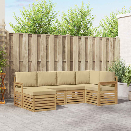 Udendørs sofagruppe 6 pcs Hvid og Beige 247 x 128,5 x 73 cm