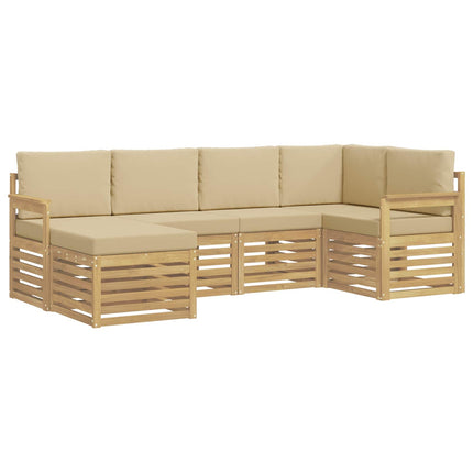 Udendørs sofagruppe 6 pcs Hvid og Beige 247 x 128,5 x 73 cm