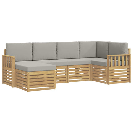 Udendørs sofagruppe 6 pcs Hvid og lysegrå 247 x 128,5 x 73 cm