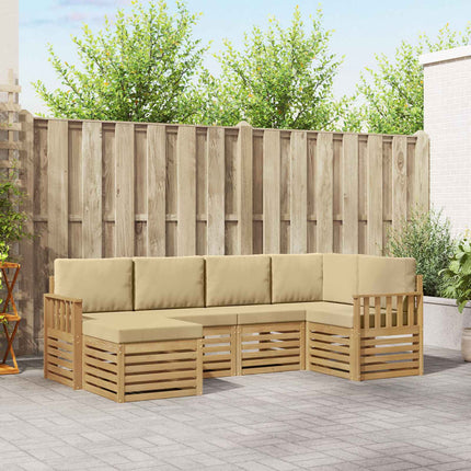 Udendørs sofagruppe 6 pcs Hvid og Beige 247 x 128,5 x 73 cm